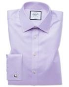  Classic Fit Non-iron Twill Lilac Cotton Dress Shirt Single Cuff Size 15/33 By Charles Tyrwhitt