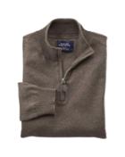 Charles Tyrwhitt Charles Tyrwhitt Brown Cotton Cashmere Zip Neck Sweater Size Xs