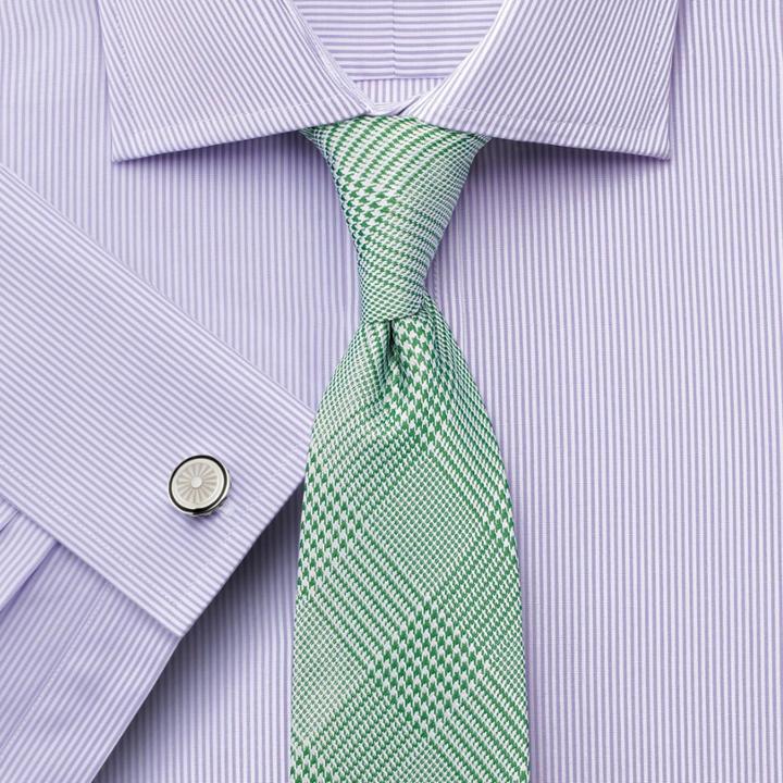 Charles Tyrwhitt Charles Tyrwhitt Classic Fit Semi-spread Collar Egyptian Cotton Bengal Stripe Lilac Dress Shirt Size 15/35