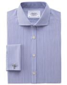 Charles Tyrwhitt Charles Tyrwhitt Extra Slim Fit Spread Collar Non-iron Bengal Stripe Navy Shirt