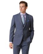  Light Blue Slim Fit Herringbone Business Suit Wool Jacket Size 36 By Charles Tyrwhitt