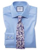  Slim Fit Non-iron Sky Blue Triangle Weave Cotton Dress Shirt French Cuff Size 14.5/33 By Charles Tyrwhitt