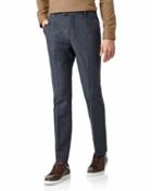  Blue Non-iron Cotton Stretch Texture Tailored Tailored Pants Size W32 L32 By Charles Tyrwhitt