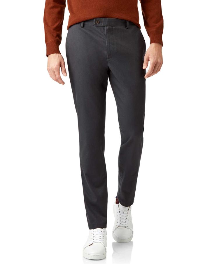  Charcoal Ultimate Cotton Chino Pants Size W32 L30 By Charles Tyrwhitt