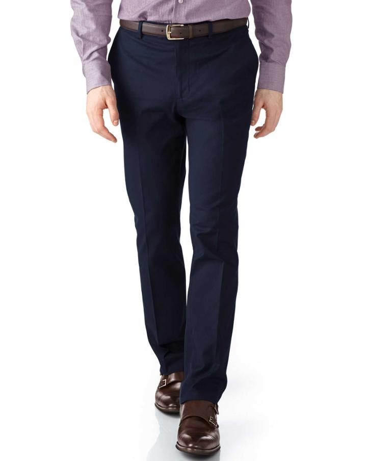 Charles Tyrwhitt Navy Extra Slim Fit Stretch Cavalry Twill Pants Size W32 L30 By Charles Tyrwhitt