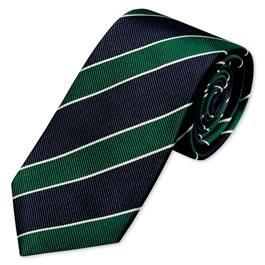 Charles Tyrwhitt Navy & Green Club Stripe Woven Tie
