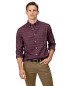  Classic Fit Soft Washed Non-iron Twill Berry Grid Check Cotton Casual Shirt Single Cuff Size Small By Charles Tyrwhitt
