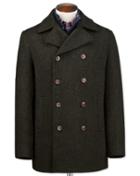 Charles Tyrwhitt Charles Tyrwhitt Dark Green Wool Pea Wool Coat Size 36