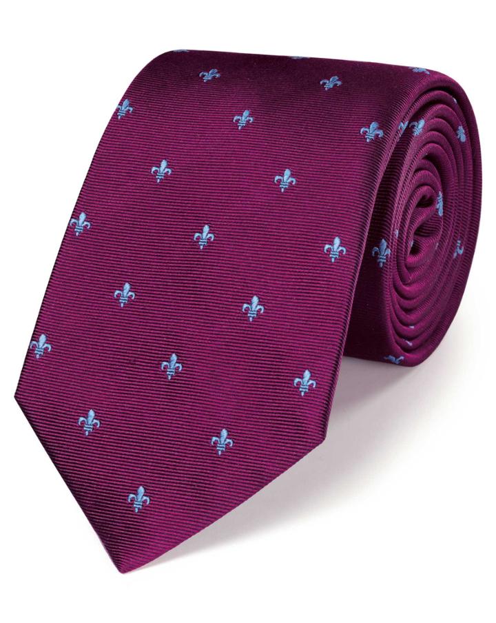 Charles Tyrwhitt Charles Tyrwhitt Burgundy Silk Classic Fleur-de-lys Tie