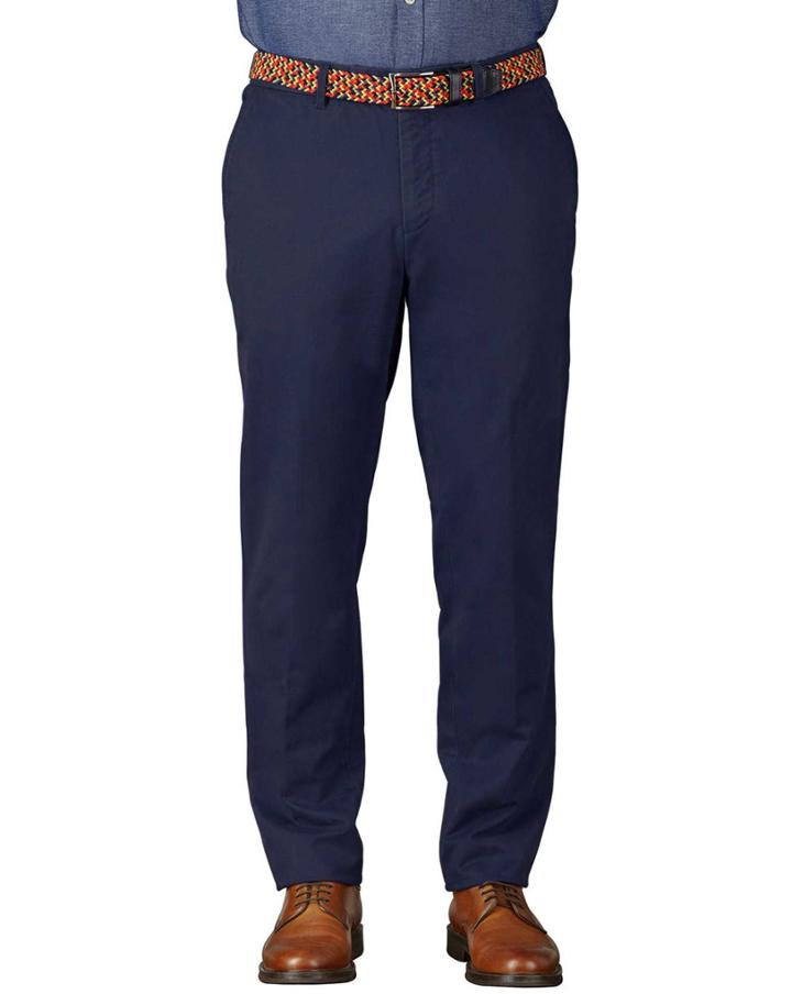 Charles Tyrwhitt Charles Tyrwhitt Marine Blue Extra Slim Fit Flat Front Cotton Chino Pants Size W30 L30