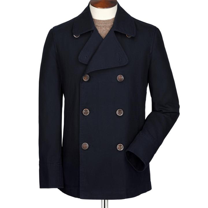 Charles Tyrwhitt Charles Tyrwhitt Navy Cotton Linen Canvas Pea Coat (38)