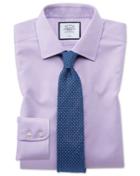  Extra Slim Fit Non-iron Lilac Triangle Weave Cotton Dress Shirt French Cuff Size 14.5/33 By Charles Tyrwhitt