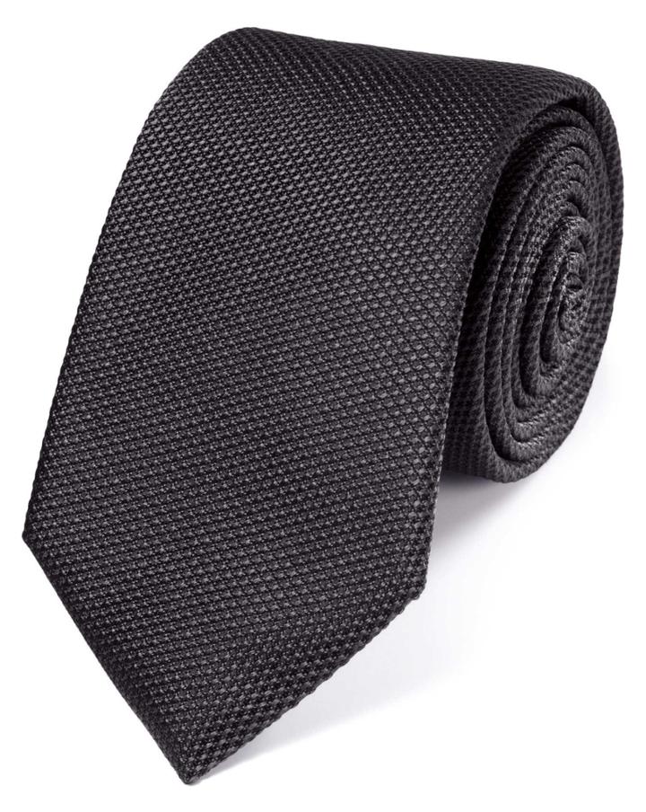  Charcoal Silk Plain Classic Tie By Charles Tyrwhitt