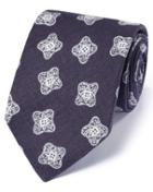  Navy Linen English Luxury Medallion Tie By Charles Tyrwhitt