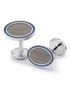  Grey Wave Oval Enamel Cufflinks By Charles Tyrwhitt