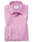 Charles Tyrwhitt Extra Slim Fit Bengal Stripe Pink Cotton Dress Shirt Single Cuff Size 14.5/32 By Charles Tyrwhitt