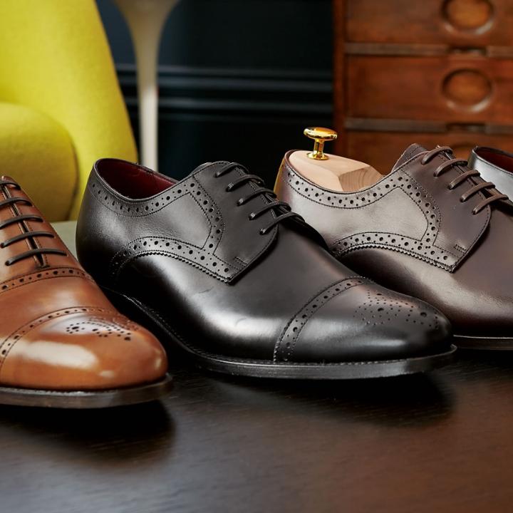 Charles Tyrwhitt Charles Tyrwhitt Black Harding Calf Leather Toe Cap Brogue Derby Shoes