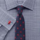 Charles Tyrwhitt Charles Tyrwhitt Classic Fit Prince Of Wales Royal Twill Navy Cotton Dress Shirt Size 15.5/37