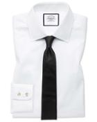 Extra Slim Fit White Fine Herringbone Cotton Dress Shirt French Cuff Size 14.5/32 By Charles Tyrwhitt