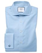  Classic Fit Sky Blue Non-iron Twill Spread Collar Cotton Dress Shirt Single Cuff Size 15.5/33 By Charles Tyrwhitt