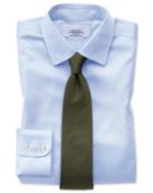  Extra Slim Fit Non-iron Puppytooth Sky Blue Cotton Dress Shirt French Cuff Size 14.5/33 By Charles Tyrwhitt