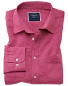 Charles Tyrwhitt Classic Fit Cotton Linen Bright Pink Plain Casual Shirt Single Cuff Size Medium By Charles Tyrwhitt