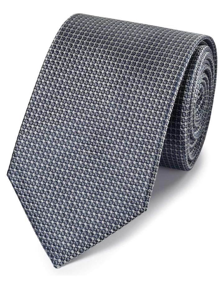  Grey Tonal Silk Classic Tie By Charles Tyrwhitt