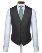 Charles Tyrwhitt Charles Tyrwhitt Charcoal Birdseye Travel Suit Wool Waistcoat Size W36