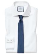  Slim Fit Non-iron White Oxford Stretch Cotton Dress Shirt Single Cuff Size 14.5/33 By Charles Tyrwhitt