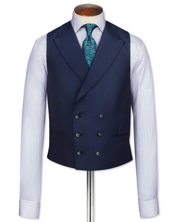 Charles Tyrwhitt Charles Tyrwhitt Navy British Panama Luxury Suit Wool Vest Size W36