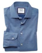 Charles Tyrwhitt Slim Fit Business Casual Non-iron Modern Textures Royal Blue Cotton Dress Shirt Single Cuff Size 14.5/32 By Charles Tyrwhitt