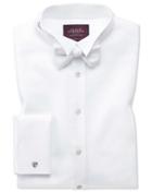  Slim Fit Wing Collar Luxury Marcella Bib Front White Tuxedo Egyptian Cotton Dress Shirt French Cuff Size 14.5/33 By Charles Tyrwhitt