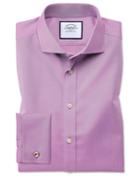 Charles Tyrwhitt Extra Slim Fit Spread Collar Non-iron Twill Violet Cotton Dress Shirt French Cuff Size 14.5/32 By Charles Tyrwhitt