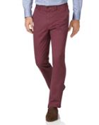  Dark Pink Slim Fit Flat Front Washed Cotton Chino Pants Size W30 L30 By Charles Tyrwhitt