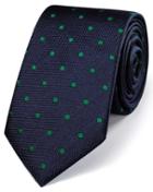Charles Tyrwhitt Charles Tyrwhitt Navy And Green Silk Classic Spot Tie