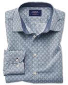 Charles Tyrwhitt Light Grey Diamond Slim Fit Print Cotton Casual Shirt Single Cuff Size Medium By Charles Tyrwhitt