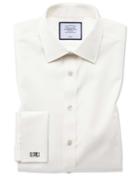  Classic Fit Cream Non-iron Poplin Cotton Dress Shirt Single Cuff Size 15.5/35 By Charles Tyrwhitt