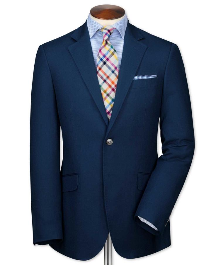 Charles Tyrwhitt Charles Tyrwhitt Slim Fit Navy Italian Cotton Cotton Blazer Size 44