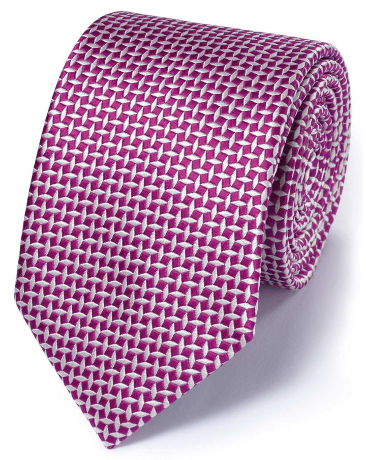  Fuchsia Silk Classic Diamond Lattice Tie By Charles Tyrwhitt