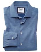 Charles Tyrwhitt Slim Fit Semi-spread Collar Business Casual Non-iron Royal Blue Honeycomb Cotton Dress Shirt Single Cuff Size 14.5/32 By Charles Tyrwhitt