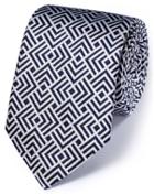  White And Navy Silk English Luxury End-on-end Tie By Charles Tyrwhitt