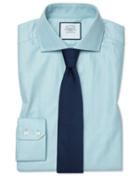  Extra Slim Fit Cutaway Collar Cotton Stretch With Tencel&trade; Teal Cotton Tencel Dress Shirt Single Cuff Size 14.5/32 By Charles Tyrwhitt