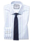  Extra Slim Fit Egyptian Cotton Royal Oxford Sky Blue Stripe Dress Shirt Single Cuff Size 14.5/32 By Charles Tyrwhitt