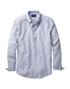 Charles Tyrwhitt Charles Tyrwhitt Classic Fit Navy Bengal Stripe Washed Oxford Cotton Dress Shirt Size Small