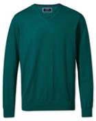  Teal Merino Wool V-neck Sweater Size Large By Charles Tyrwhitt