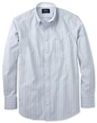 Charles Tyrwhitt Charles Tyrwhitt Classic Fit Sky Blue Stripe Washed Oxford Cotton Dress Shirt Size Large