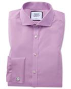  Extra Slim Fit Non-iron Spread Collar Violet Poplin Cotton Dress Shirt French Cuff Size 14.5/32 By Charles Tyrwhitt