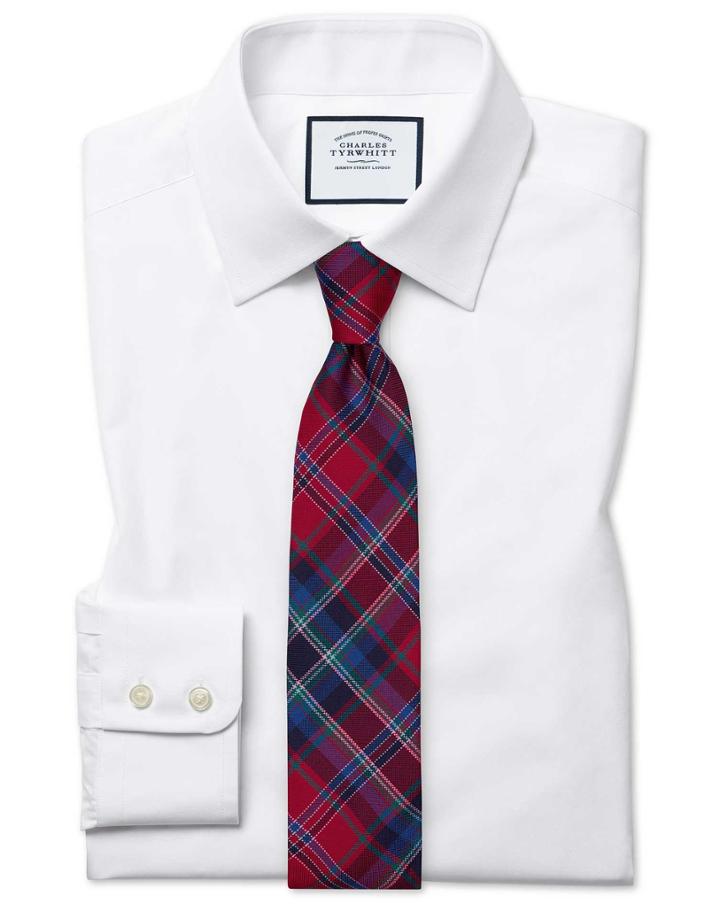  Slim Fit White Egyptian Cotton Poplin Dress Shirt French Cuff Size 14.5/33 By Charles Tyrwhitt