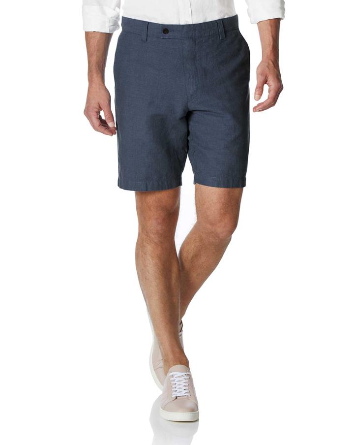  Airforce Blue Cotton Linen Shorts Size 36 By Charles Tyrwhitt