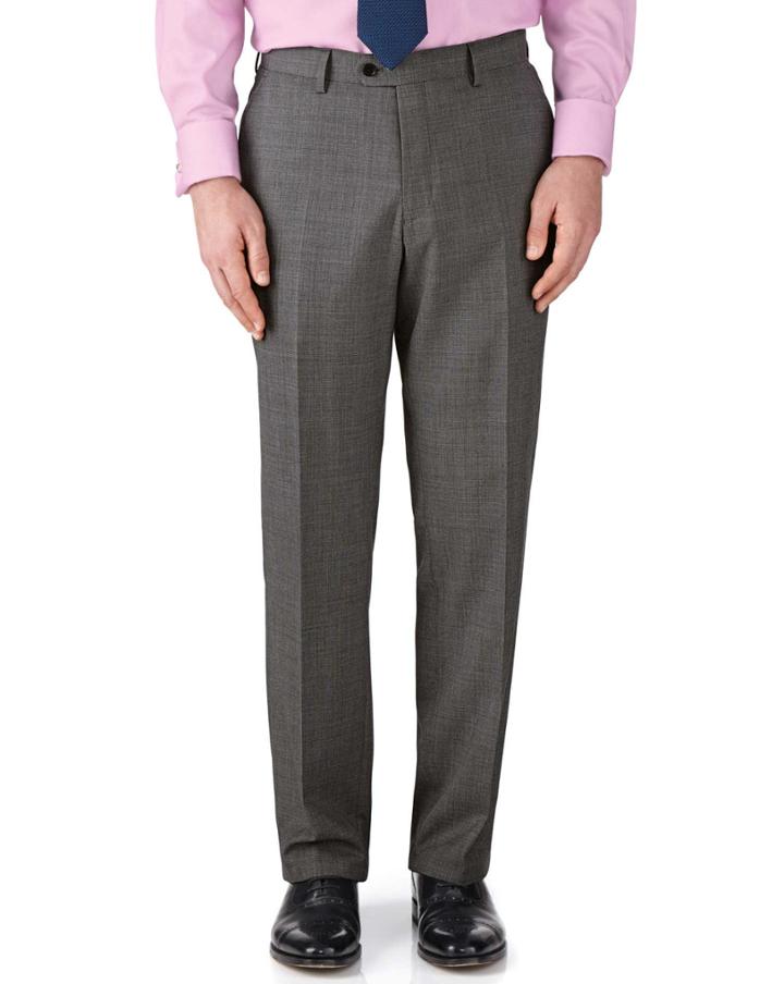 Charles Tyrwhitt Grey Classic Fit End-on-end Business Suit Wool Pants Size W30 L38 By Charles Tyrwhitt